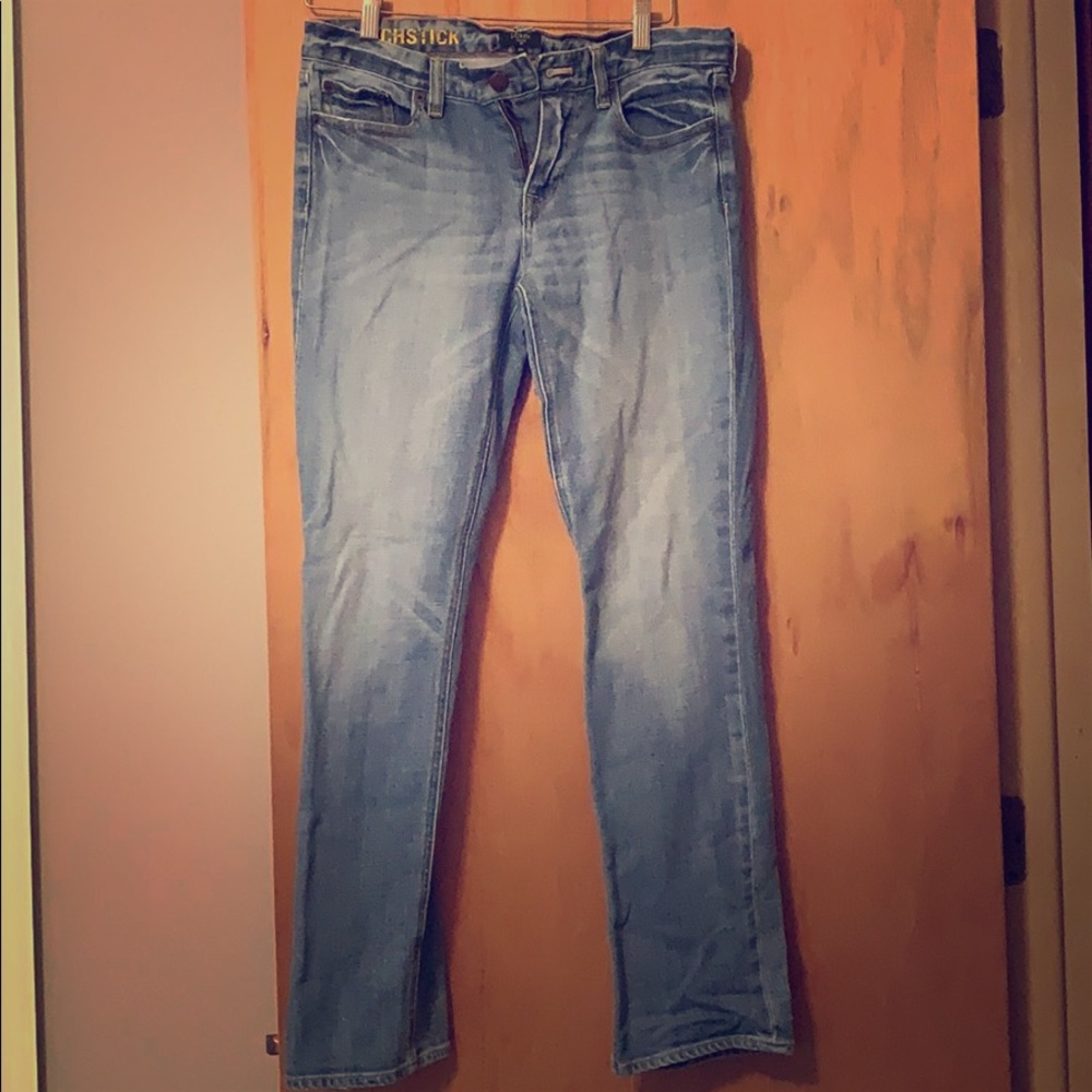 Jcrew stretch matchstick jeans.